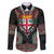 Fiji Coat of Arms Traditional Dashiki Family Matching Short Sleeve Bodycon Dress and Hawaiian Shirt Tapa Art and Palm Leaves Pattern Black Color - Polynesian Pride