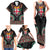 Fiji Coat of Arms Traditional Dashiki Family Matching Tank Maxi Dress and Hawaiian Shirt Tapa Art and Palm Leaves Pattern Black Color - Polynesian Pride