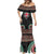 Fiji Coat of Arms Traditional Dashiki Mermaid Dress Tapa Art and Palm Leaves Pattern Black Color - Polynesian Pride