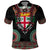 Fiji Coat of Arms Traditional Dashiki Polo Shirt Tapa Art and Palm Leaves Pattern Black Color - Polynesian Pride
