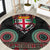 Fiji Coat of Arms Traditional Dashiki Round Carpet Tapa Art and Palm Leaves Pattern Black Color - Polynesian Pride
