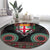 Fiji Coat of Arms Traditional Dashiki Round Carpet Tapa Art and Palm Leaves Pattern Black Color - Polynesian Pride