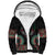 Fiji Coat of Arms Traditional Dashiki Sherpa Hoodie Tapa Art and Palm Leaves Pattern Black Color - Polynesian Pride