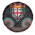 Fiji Coat of Arms Traditional Dashiki Spare Tire Cover Tapa Art and Palm Leaves Pattern Black Color - Polynesian Pride