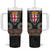 Fiji Coat of Arms Traditional Dashiki Tumbler With Handle Tapa Art and Palm Leaves Pattern Black Color - Polynesian Pride