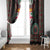 Fiji Coat of Arms Traditional Dashiki Window Curtain Tapa Art and Palm Leaves Pattern Black Color - Polynesian Pride