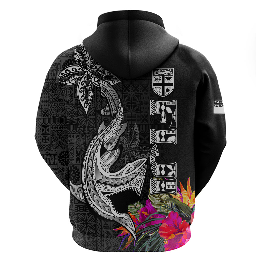 Polynesian Fiji Hoodie Shark and Hibiscus Tapa Pattern Version LT03 - Polynesian Pride