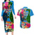 Malampa Fiji Day Couples Matching Long Sleeve Bodycon Dress and Hawaiian Shirt Tropical Plants Mix Polynesian and Tapa Pattern LT03 Blue - Polynesian Pride