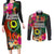 Penama Day Couples Matching Long Sleeve Bodycon Dress and Long Sleeve Button Shirts 16th September Polynesian Pattern with Pacific Flower LT03 Black - Polynesian Pride