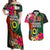 Penama Day Couples Matching Off Shoulder Maxi Dress and Hawaiian Shirt 16th September Polynesian Pattern with Pacific Flower LT03 Black - Polynesian Pride