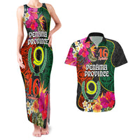 Penama Day Couples Matching Tank Maxi Dress and Hawaiian Shirt 16th September Polynesian Pattern with Pacific Flower LT03 Black - Polynesian Pride