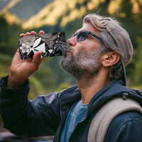 Hawaiian Whale and Kanaka Maoli Symbol 4 in 1 Can Cooler Tumbler Hibiscus with Hawaii Map and Polynesian Tattoo Grayscale Color