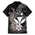 Hawaiian Whale and Kanaka Maoli Symbol Family Matching Puletasi and Hawaiian Shirt Hibiscus with Hawaii Map and Polynesian Tattoo Grayscale Color