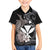 Hawaiian Whale and Kanaka Maoli Symbol Family Matching Puletasi and Hawaiian Shirt Hibiscus with Hawaii Map and Polynesian Tattoo Grayscale Color