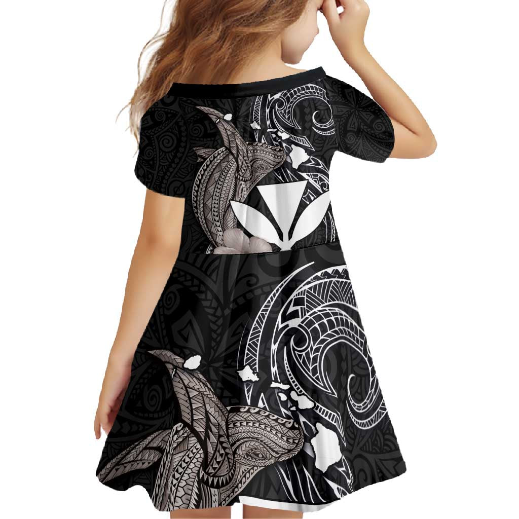 Hawaiian Whale and Kanaka Maoli Symbol Family Matching Summer Maxi Dress and Hawaiian Shirt Hibiscus with Hawaii Map and Polynesian Tattoo Grayscale Color