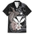 Hawaiian Whale and Kanaka Maoli Symbol Hawaiian Shirt Hibiscus with Hawaii Map and Polynesian Tattoo Grayscale Color