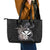 Hawaiian Whale and Kanaka Maoli Symbol Leather Tote Bag Hibiscus with Hawaii Map and Polynesian Tattoo Grayscale Color