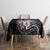 Hawaiian Whale and Kanaka Maoli Symbol Tablecloth Hibiscus with Hawaii Map and Polynesian Tattoo Grayscale Color