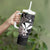 Hawaiian Whale and Kanaka Maoli Symbol Tumbler With Handle Hibiscus with Hawaii Map and Polynesian Tattoo Grayscale Color