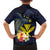 Hawaiian Whale and Kanaka Maoli Symbol Family Matching Puletasi and Hawaiian Shirt Hibiscus with Hawaii Map and Polynesian Tattoo Deep Sea Color