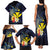 Hawaiian Whale and Kanaka Maoli Symbol Family Matching Tank Maxi Dress and Hawaiian Shirt Hibiscus with Hawaii Map and Polynesian Tattoo Deep Sea Color