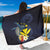 Hawaiian Whale and Kanaka Maoli Symbol Sarong Hibiscus with Hawaii Map and Polynesian Tattoo Deep Sea Color
