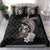 Hawaiian Whale and Volcanic Eruption Bedding Set Hibiscus and Kakau Pattern Grayscale Color