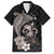 Hawaiian Whale and Volcanic Eruption Family Matching Puletasi and Hawaiian Shirt Hibiscus and Kakau Pattern Grayscale Color