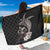 Hawaiian Whale and Volcanic Eruption Sarong Hibiscus and Kakau Pattern Grayscale Color