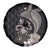 Hawaiian Whale and Volcanic Eruption Spare Tire Cover Hibiscus and Kakau Pattern Grayscale Color