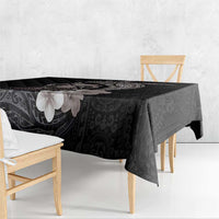 Hawaiian Whale and Volcanic Eruption Tablecloth Hibiscus and Kakau Pattern Grayscale Color