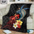 Hawaiian Whale and Volcanic Eruption Blanket Hibiscus and Kakau Pattern