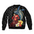 Hawaiian Whale and Volcanic Eruption Bomber Jacket Hibiscus and Kakau Pattern