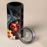 Hawaiian Whale and Volcanic Eruption 4 in 1 Can Cooler Tumbler Hibiscus and Kakau Pattern
