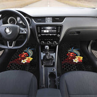 Hawaiian Whale and Volcanic Eruption Car Mats Hibiscus and Kakau Pattern