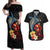 Hawaiian Whale and Volcanic Eruption Couples Matching Off Shoulder Maxi Dress and Hawaiian Shirt Hibiscus and Kakau Pattern