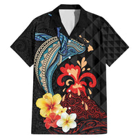 Hawaiian Whale and Volcanic Eruption Family Matching Mermaid Dress and Hawaiian Shirt Hibiscus and Kakau Pattern
