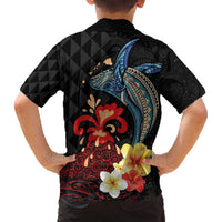Hawaiian Whale and Volcanic Eruption Family Matching Puletasi and Hawaiian Shirt Hibiscus and Kakau Pattern LT03 - Polynesian Pride
