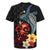 Hawaiian Whale and Volcanic Eruption Rugby Jersey Hibiscus and Kakau Pattern