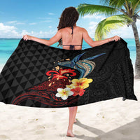 Hawaiian Whale and Volcanic Eruption Sarong Hibiscus and Kakau Pattern