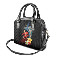 Hawaiian Whale and Volcanic Eruption Shoulder Handbag Hibiscus and Kakau Pattern