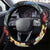 Hawaiian Whale and Volcanic Eruption Steering Wheel Cover Hibiscus and Kakau Pattern