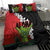 Hawaiian Halloween Bedding Set Horror Shaka Hand with Plumeria and Polynesian Tattoo Blood Color