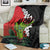 Hawaiian Halloween Blanket Horror Shaka Hand with Plumeria and Polynesian Tattoo Blood Color