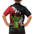 Hawaiian Halloween Family Matching Puletasi and Hawaiian Shirt Horror Shaka Hand with Plumeria and Polynesian Tattoo Blood Color