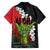 Hawaiian Halloween Family Matching Puletasi and Hawaiian Shirt Horror Shaka Hand with Plumeria and Polynesian Tattoo Blood Color