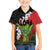 Hawaiian Halloween Family Matching Puletasi and Hawaiian Shirt Horror Shaka Hand with Plumeria and Polynesian Tattoo Blood Color