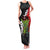 Hawaiian Halloween Family Matching Tank Maxi Dress and Hawaiian Shirt Horror Shaka Hand with Plumeria and Polynesian Tattoo Blood Color