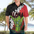 Hawaiian Halloween Hawaiian Shirt Horror Shaka Hand with Plumeria and Polynesian Tattoo Blood Color