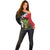 Hawaiian Halloween Off Shoulder Sweater Horror Shaka Hand with Plumeria and Polynesian Tattoo Blood Color